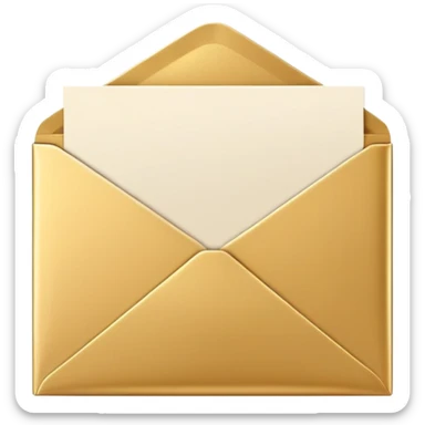 white postcard in gold envelope sticker