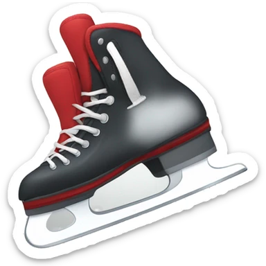 Ice skating boots with red blade sticker