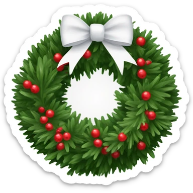 Christmas wreath with large white bow and juniper berries sticker