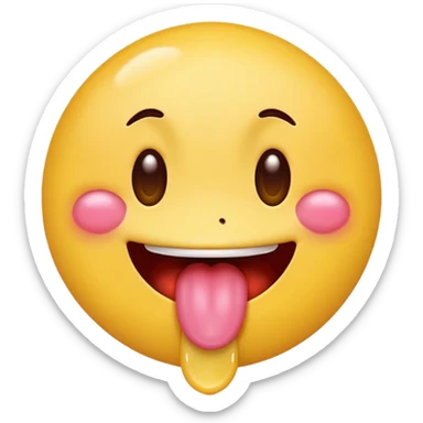 a classic yellow circle emoji with a tongue sticking out and drool dripping feom the mouth with heart eyes sticker