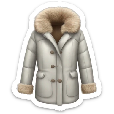 fur winter coat product, clothes, isolated sticker