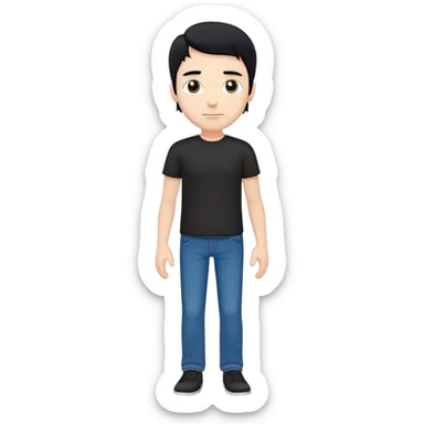 white man, black hair, black t-shirt, blue jeans, standing hands at sides sticker
