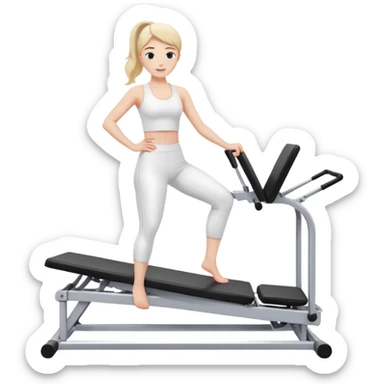  Girl in white playing pilates on pilates machine sticker