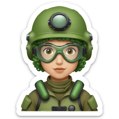 green curly haired painitball player with bi  sticker