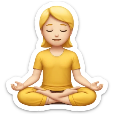 classic yellow emoji meditating, hands resting on knees, eyes closed, serene smile sticker