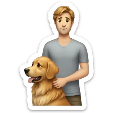 brown hair tall guy with golden retriever sticker