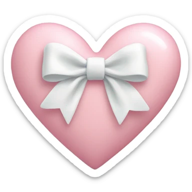 Pastel pink heart with white bow sticker