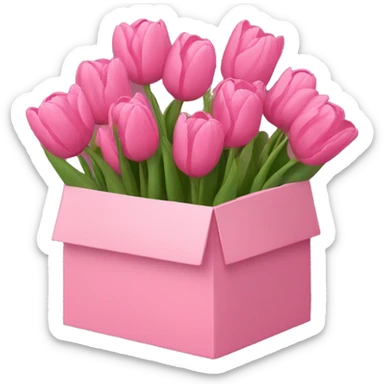 pink box with tulips sticker