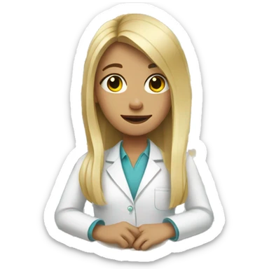 girl with blonde long flat hair working in a pharmacy sticker
