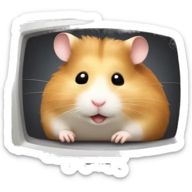 a cute hamster sleeping inside a TV set with antennae. sticker