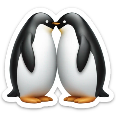 Penguin giving another penguin a rock sticker