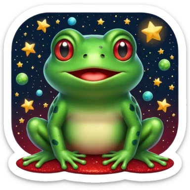 Frog Happy Cute Red Glitter Space sticker