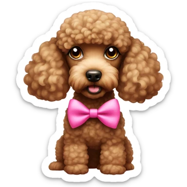 bbrown poodle with a pink bow sticker