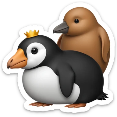 A penguin with a capybara on a its head sticker