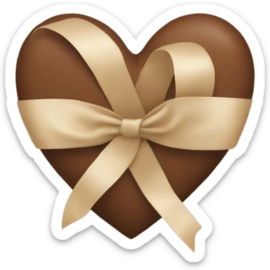 brown heart with beige ribbon sticker
