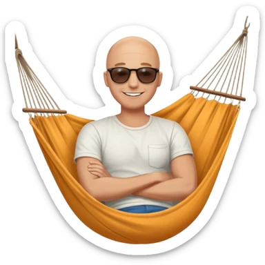 Bald man  in a hammock sticker