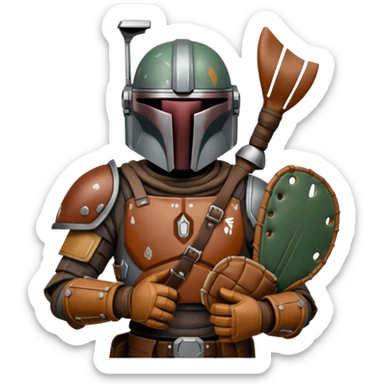 Mandalorian with a catchers mitt sticker