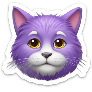 purple furry cat character sticker
