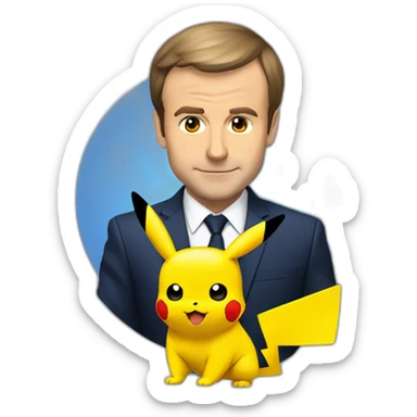 Macron avec Pikachu sur l'épaule sticker