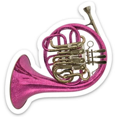 Double sided French horn with glitter and pink sticker