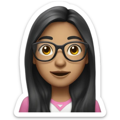 long dark hair girl with glases and a unicorn sticker