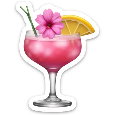 Cocktail with pink flowers sticker