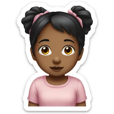 Cute Baby gril with straight black hair  sticker