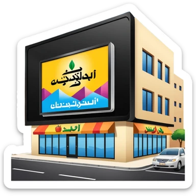 make a billboard on top of a healthy restaurant building written on it "مطعم صحي"  sticker
