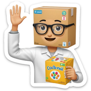 A cereal box doing the dab with cool black glasses sticker