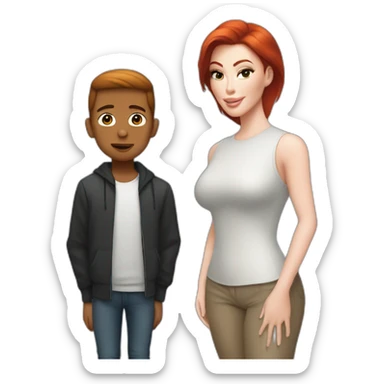 Kim kardashian standing next to a young red head boy sticker