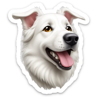 white swiss shepherd dog open mouth tongue hanging out sticker