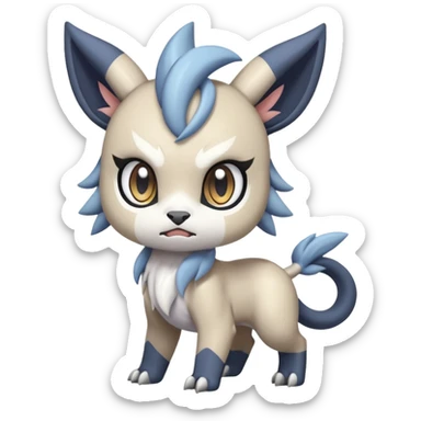 Animalistic kawaii chibi feral angry mongral Meloetta-Absol-Zekrom-Gatomon-Pteromon-hybrid sticker
