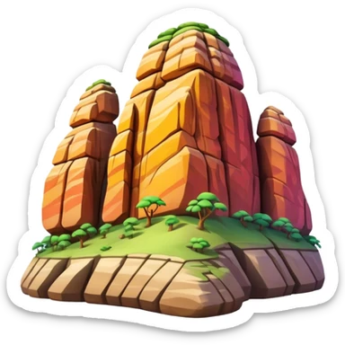 Cinematic Realistic Guatap√© Rock Landmark Emoji, showcasing a vividly colored rock formation with intricate patterns rendered with detailed textures and vibrant, scenic lighting. sticker