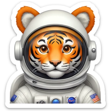 astronaut tiger face with space helmet and stars for Twitch emote sticker