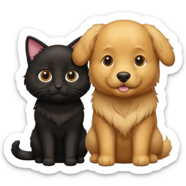 golden retriever and black cat sticker