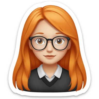 a girl with glasses and light orange long hair sticker