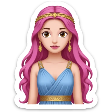Pink greek goddess long brunette hair sticker
