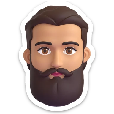 man with medium beard, connected eyebrows, olive tan skin, and brown eyes sticker
