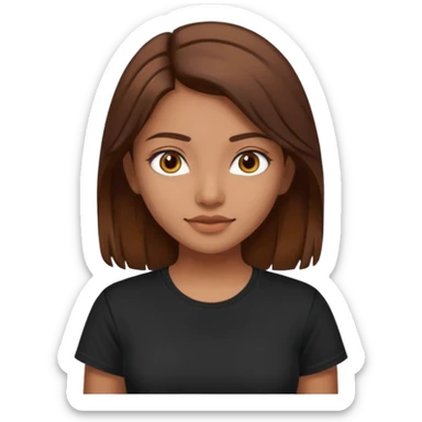 a pretty fair indian bratz girl with brown hair. with a black tshirt sticker