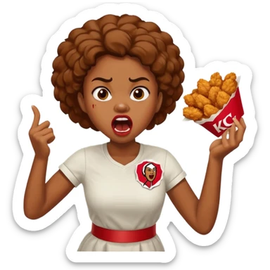 tsion angry black girl ragebait fat running 100 kfc chicken dirty mouth angry bad word sticker