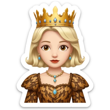 Queen wearing a bark-patterned dress sticker