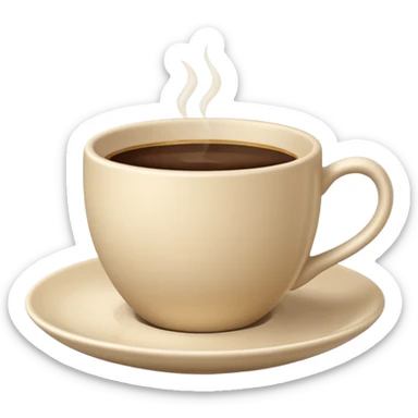 light beige minimalist coffee cup on saucer, strict look, Apple emoji style, no text sticker