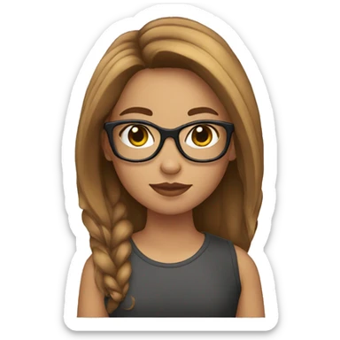 a girl with bronw hair a glases  sticker