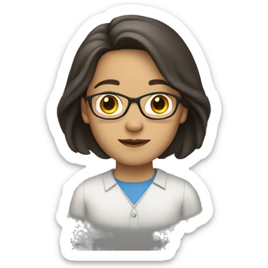 white teacher with long dark brown hair without glasses sticker