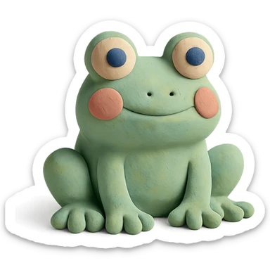 frog in claymation style with pastel colors sticker