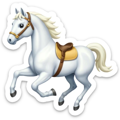 Creat a white horse running sticker