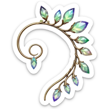 Elvish Druidic natural realistic iridescent fae shiny sparkly translucent diaphanous ear climber ear cuff ear piece apparel sticker