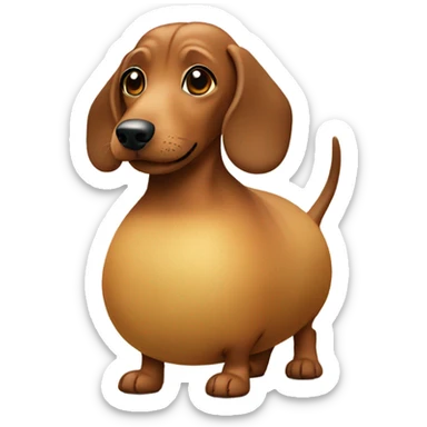 Old dachshund dressed in a potato costume sticker
