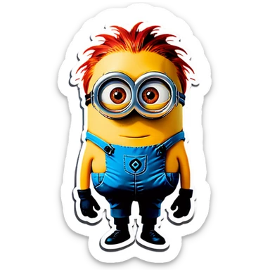 minion with red hair sticker