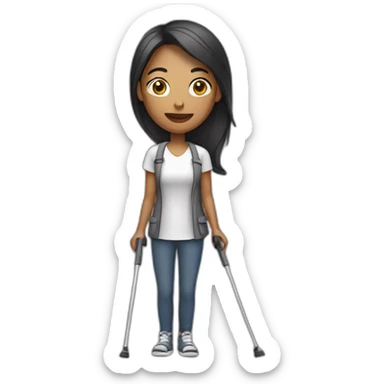 Woman with crutches sticker